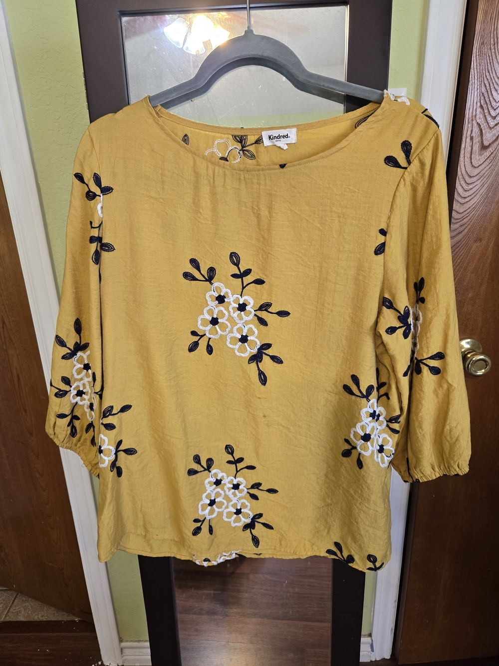Kindred Mustard Floral Embroidered Blouse